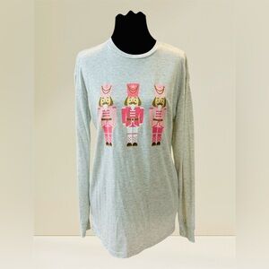 Gray Long Sleeve Shirt with Pink Nutcracker Design